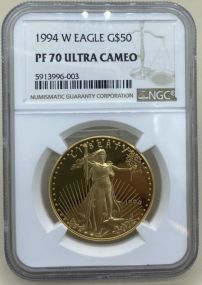 1994-W Fine Gold American Eagle 50 Dollar Graded PF70 Ultra Cameo