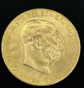 1915 Austrian-Hungarian 100 Corona 90% Gold Coin