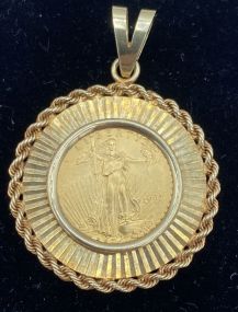 1997 1/10th oz. Five Dollar Gold American Eagle In 14k Gold Bezel
