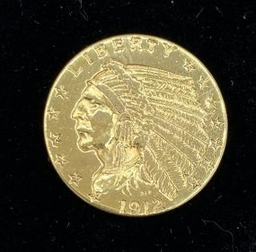1912 2 1/5 Half Dollar Indian Head Gold Coin