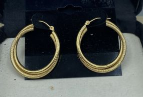 14k Gold Simple + Twist Hoop Earrings
