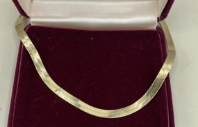 14k Gold 18" Herringbone Chain Necklace