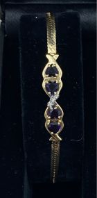 Vintage 14k Gold 7" Amethyst Bracelet