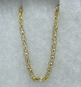 14k Gold Ringed Cage 18" Necklace Chain
