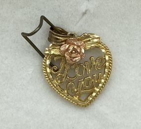 14k Gold "I Love You" Heart Pendant