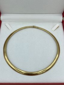 Solid 10k Gold Wide Omega Collar Necklace
