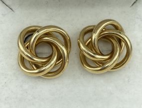 14k Gold Knot Stud Statement Earrings