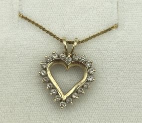 14k Gold Diamond Heart 18" Necklace