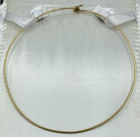 14k Solid Gold Sturctured Omega Collar Necklace