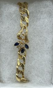 Vintage 14k Gold Sapphire + Diamond 6