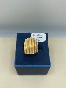 Vintage 10k Gold Pleated Cuff Ring
