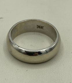 Unisex Solid + Weighty 14k White Gold Classic Ring Band SZ: 8