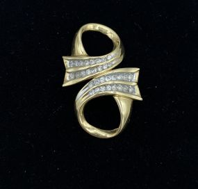 Ladies 10k Gold Infinity Ribboned Diamond Slide Pendant