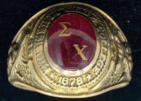 Men's Vintage c.1985 10k Gold MSU Fraternity Signet Class Ring SZ: 12
