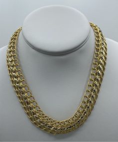 Ladies 18k Dual Gold Matching Demi-Parure Cable + Curb Link Collar Necklace & Bracelet