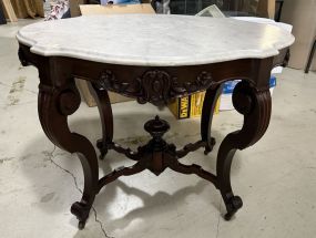 Antique Victorian Marble Turtle Top Parlor Table