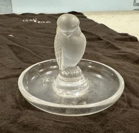 Lalique Crystal Bird of Prey Frosted Ring Dish