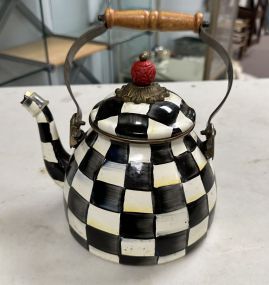 MacKenzie Childs Courtly Check Two Quart Tea Kettle