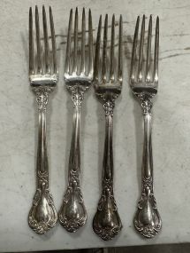 Four Gorham Monogrammed Sterling Dinner Forks 8.735 ozt