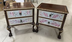 Pair of Hand Painted Chippendale Style Side Tables