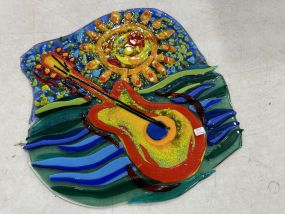 Pearl River Glass Co. Guitar Art Glass Piece