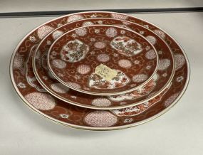 3 Piece Gold Imari Porcelain Plate and Charger Set