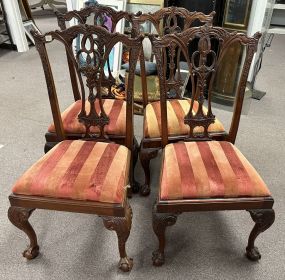 Antique Reproduction Mahogany Chippendale Style Dining Chairs