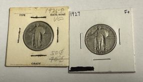 1921-P and 1927 Standing Liberty Quarter Dollars