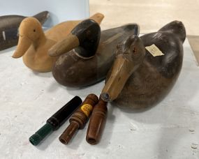 Three Vintage Wood Carved Duck Decoys