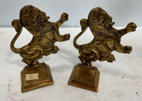 Pair of Vintage Brass Lion Bookends