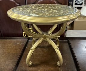 Gold Gilt Round Occasional Pedestal Table