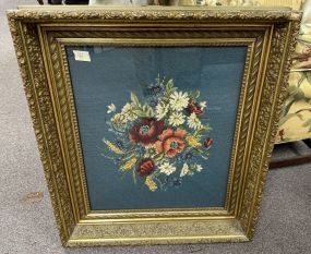 Gold Gilt Framed Needle Point Still Life