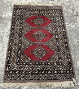 2'8 x 3'10 Red Bokhara Wool Rug