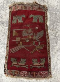 1'6 x 2'8 Semi Antique Afghan War Wool Rug