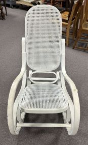 White Painted Victorian Caned Rocker