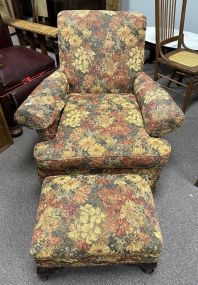 Queen Anne Style Upholstered Chair and Ottoman
