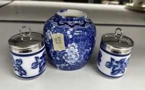 Blue and White Vase and Egg Coddlers