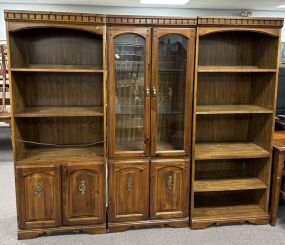 Late 20th Century Three Piece Pine Bookcase Display Cabinets