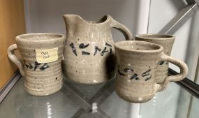 Signed Turner Pottery Pitcher Set