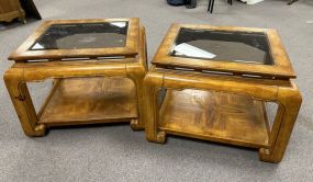 Pair of Ming Style Glass Top Side Tables