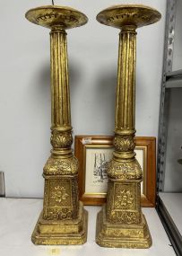 Pair of Gold Gilt Candle Holders