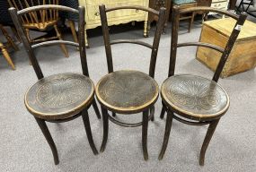 Three 1930's Round Seat Bentwood Chairs