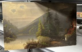 Antique Landscape Painting on Canvas