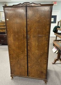 English Burl Mahogany Queen Anne Wardrobe