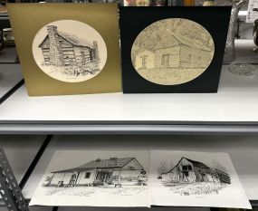 Four Piece Don Northcutt Sketch Prints