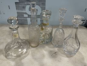 Collection of 5 Crystal Liquor Decanters
