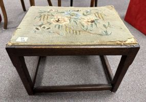 Vintage Oak Needle Point Vanity Stool