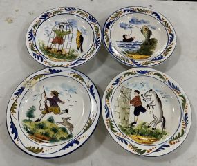 Four Hand Painted Porcelain Plates