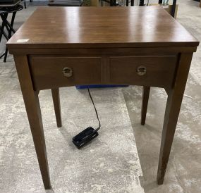 Late 20th Century Cherry Singer Sewing Machine Cabinet