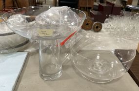 Large Clear Glass Compote and Serving Bowl